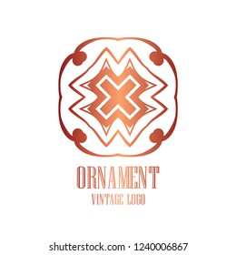 Luxury antique art deco minimal geometric vintage linear vector logo, badge