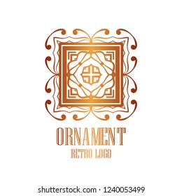 Luxury antique art deco minimal geometric vintage linear vector logo, badge