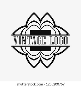 Luxury antique art deco monochrome hipster minimal ornamental geometric vintage linear vector frame , border , label for logo, badge design