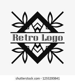 Luxury antique art deco monochrome hipster minimal ornamental geometric vintage linear vector frame , border , label for logo, badge design
