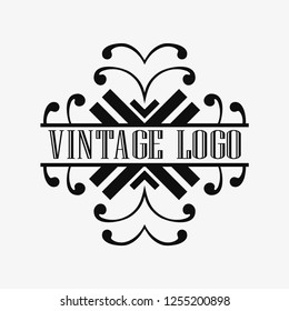 Luxury antique art deco monochrome hipster minimal ornamental geometric vintage linear vector frame , border , label for logo, badge design