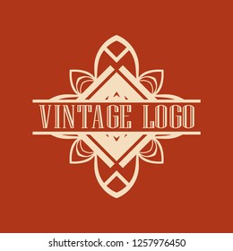 Luxury antique art deco monochrome hipster minimal ornamental geometric vintage linear vector frame , border , label for logo, badge design