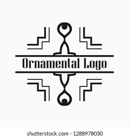 Luxury antique art deco monochrome hipster minimal geometric vintage linear vector frame , border , label, logo