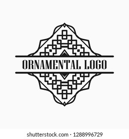 Luxury antique art deco monochrome hipster minimal geometric vintage linear vector frame , border , label, logo