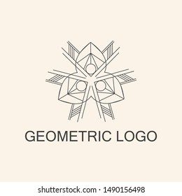 Luxury antique art deco monochrome hipster minimal geometric vintage linear vector logo template