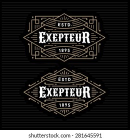 Luxury Antique Gold Monochrome Art Deco Hipster Minimal Geometric Vintage Linear Vector Frame , Border , Label  For Your Logo, Badge Or Crest