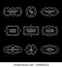 luxury antique vintage monochrome art deco old hipster minimal geometric linear vector frame , border , label  for your logo, badge or crest for club, bar, cafe, restaurant, hotel, boutique