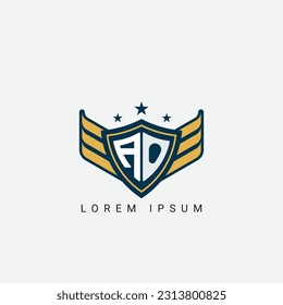 Luxury AO, OA Letter Wing with Shield Logo template