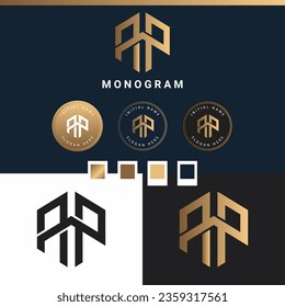 Design des Logos für den ersten Monogram-Textbrief von Luxury AP oder PA