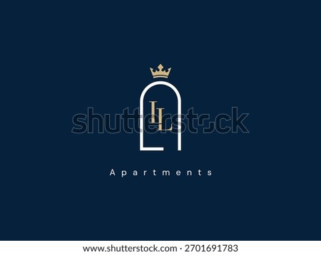 luxury apartment logo design, elegant real estate branding with crown symbol