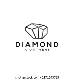 luxury apartment logo vector design template. Diamond apartment logo design vector illustration with elegant, modern and outline styles isolated on white background. real estate logo vector design
