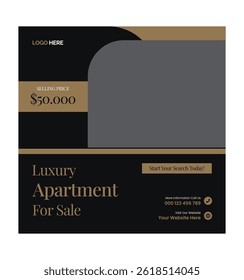Luxury Apartment for Sale Social Media Post. Modern Apartment for Sale Social Media Template