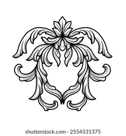 Luxury Arabesque flourish border frame element. Classical baroque ornament. Symmetrical filigree, art deco vector design illustration.