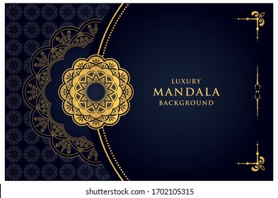 Luxury arabesque mandala background design for wedding invitation card cover and ramadan background template