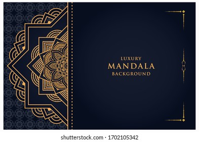 Luxury arabesque mandala background design for wedding invitation card cover and ramadan background template