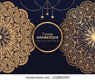 Lujo arabesco mandala fondo de color dorado estilo islámico