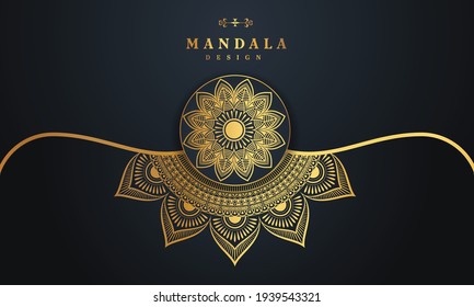 Luxury Arabesque Mandala Background with golden elements. Arabic Islamic east style, Ramadan Style Decorative mandala. Mandala for print, poster, cover, brochure, flyer, banner