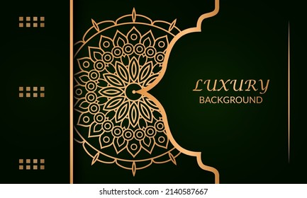 Luxury Arabesque Mandala Background with golden elements. Arabic Islamic east style, Ramadan Style Decorative mandala. Mandala for print, poster, cover