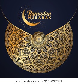 Luxury Arabesque Mandala Background With Golden Elements. Arabic Islamic East Style, Ramadan Style Decorative Mandala.