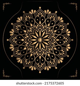 Luxury Arabesque Mandala Background With Golden Elements. Arabic Islamic East Style, Ramadan Style Decorative Mandala. Mandala For Print