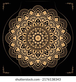 Luxury Arabesque Mandala Background With Golden Elements. Arabic Islamic East Style, Ramadan Style Decorative Mandala. Mandala For Print