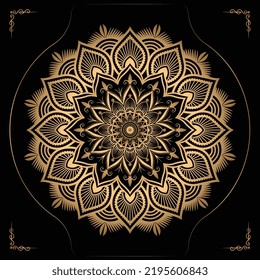 Luxury Arabesque Mandala Background With Golden Elements. Arabic Islamic East Style, Ramadan Style Decorative Mandala. Mandala For Print