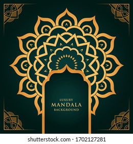 Luxury Arabesque mandala background for invitation card design template and ramadan islamic background
