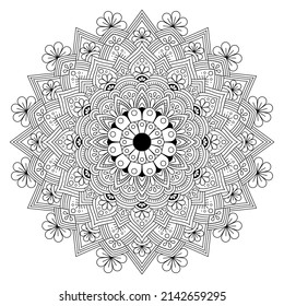 Luxury Arabesque Mandala Background, Mehndi, Tattoo, Islam, Arabic, Indian. Minimal Floral Pattern. Coloring Book Page