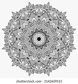 Luxury Arabesque Mandala Background, Mehndi, Tattoo, Islam, Arabic, Indian. Minimal Floral Pattern. Coloring Book Page