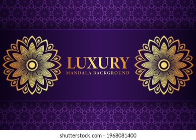 Luxury arabesque ornamental mandala background design with golden arabesque pattern on dark background for wedding invitation, or other project.