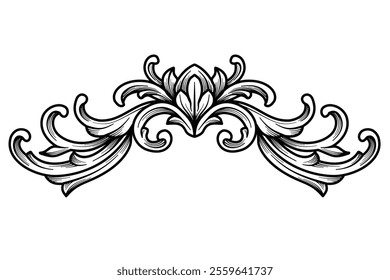 Luxury Arabesque victorian decorative vector element, Baroque and Rococo vintage fancy royal vignette. Filigree or flourish, floral swirl ornate engraving  ornament  border frame art deco illustration