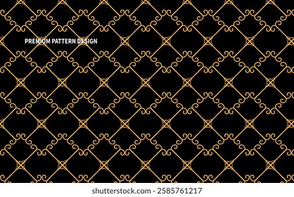 Luxury Arabian Pattern Design, Ornate Gold and Black Seamless Background with Vector Design.