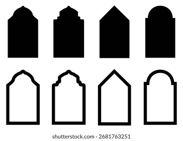 «Luxury Arabic Arch Frames and Islamic Window Vector Set – Oriental Borders, Geometric Patterns, and Traditional Muslim Architecture Silhouettes»