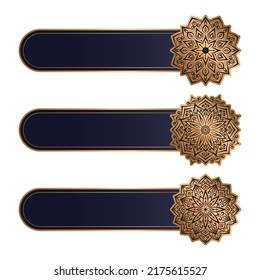 luxury arabic islamic text box title frame border set with floral ornamental mandala circle pattern illustration
