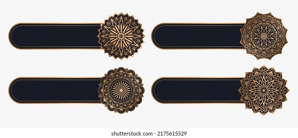 Luxury Arabic Islamic Text Box Title Frame Border Set With Floral Ornamental Mandala Circle Pattern Illustration