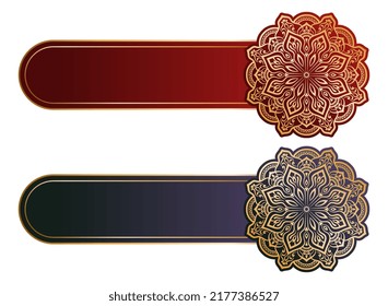 Luxury Arabic Islamic Text Box Title Frame Border Set With Floral Ornamental Mandala Circle Pattern Illustration