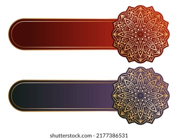 luxury arabic islamic text box title frame border set with floral ornamental mandala circle pattern illustration