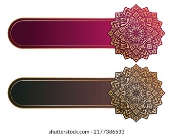 luxury arabic islamic text box title frame border set with floral ornamental mandala circle pattern illustration