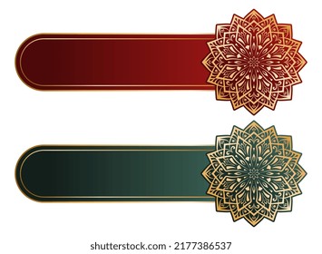 luxury arabic islamic text box title frame border set with floral ornamental mandala circle pattern illustration