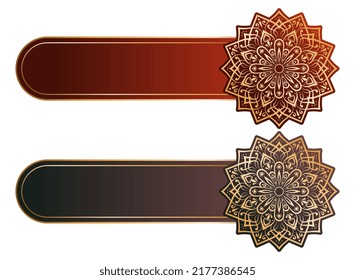 luxury arabic islamic text box title frame border set with floral ornamental mandala circle pattern illustration