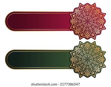 luxury arabic islamic text box title frame border set with floral ornamental mandala circle pattern illustration