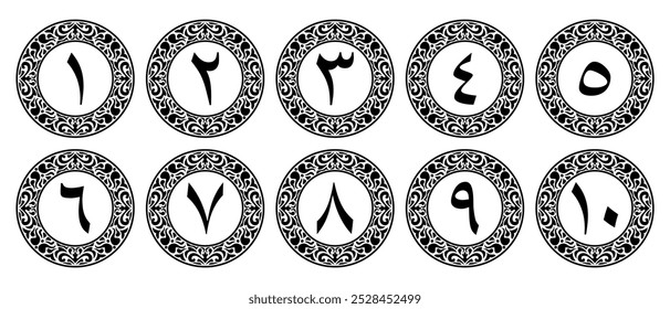 Luxury Arabic Numerals with Ornamental Design Isolated on White Background. Premium Editable and Scalable Vector Illustration for Elegant Backgrounds, Covers, and Page Decor