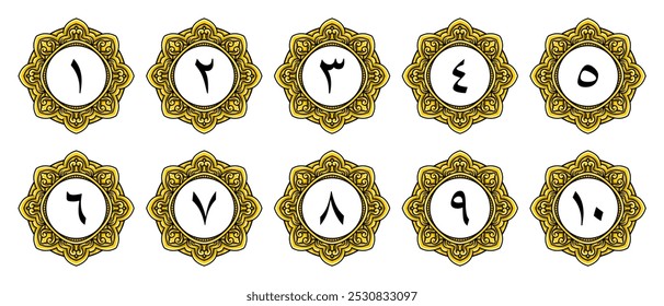 Luxury Arabic Numerals with Ornamental Design Isolated on White Background. Premium Editable and Scalable Vector Illustration for Elegant Backgrounds, Covers, and Page Decor