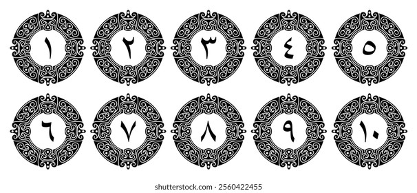 Luxury Arabic Numerals with Ornamental Design Isolated on White Background. Premium Editable and Scalable Vector Illustration for Elegant Backgrounds, Covers, and Page Decor