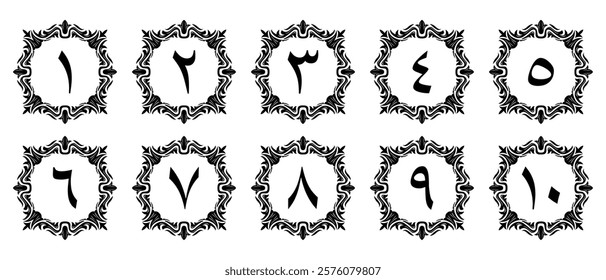 Luxury Arabic Numerals with Ornamental Design Isolated on White Background. Premium Editable and Scalable Vector Illustration for Elegant Backgrounds, Covers, and Page Decor