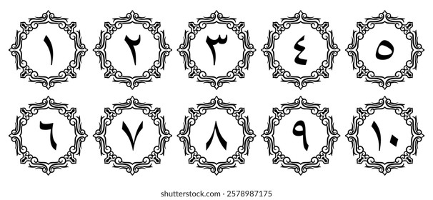 Luxury Arabic Numerals with Ornamental Design Isolated on White Background. Premium Editable and Scalable Vector Illustration for Elegant Backgrounds, Covers, and Page Decor