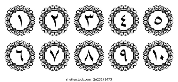 Luxury Arabic Numerals with Ornamental Design Isolated on White Background. Premium Editable and Scalable Vector Illustration for Elegant Backgrounds, Covers, and Page Decor