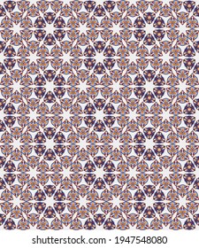 luxury arabic seamless pattern in light colors. maroon, orange, blue polygons, segments, swirling stripes are grouped and lined up in rows on a light background. vector