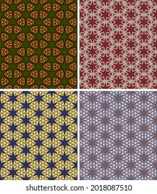 luxury arabic seamless pattern. overlapping stripes, polygons and shapes are arranged in a specific order. set of four images. vector
