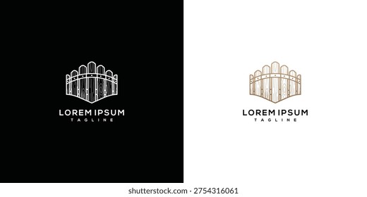 Luxury Architectural Building Logo Vector Design. Elegant Temple Palace Mosque Outline Icon Template.